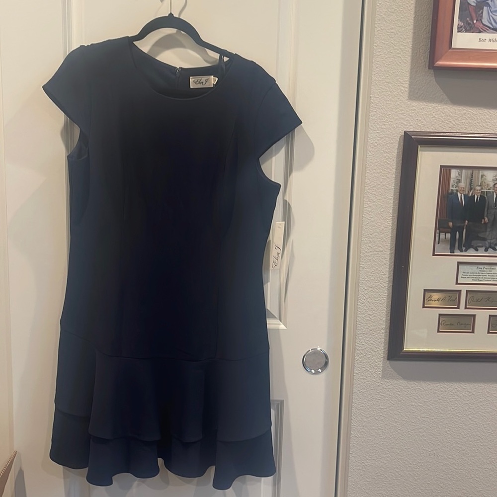 Eliza J Pleated dress in Navy Blue